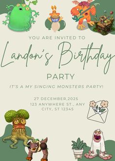 a birthday party with monsters and plants