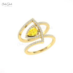 Cocktail Style Statement Ring Elegant Yellow Birthstone Ring For Formal Occasions, Elegant Yellow Birthstone Ring With Center Stone, Luxury Cubic Zirconia Birthstone Wedding Ring, Elegant Yellow Birthstone Ring, Elegant Yellow Diamond Ring For Anniversary, Elegant Yellow 14k Gold Birthstone Ring, Yellow Gold Pear-shaped Birthstone Ring For Wedding, Yellow 14k Gold Wedding Diamond Ring, Elegant Yellow Birthstone Wedding Ring