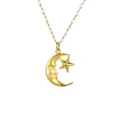 Moon and star necklace, moon necklace, celestial necklace, gold moon jewelry, crescent moon and star pendant, gift for her, boho necklace A peaceful and pretty gold vermeil moon and star charm hanging happily from a 14k gold filled chain in the length of your choice! The moon pendant measures: 14mmx10mm. This beauty is also available in sterling silver! More from BubuRuby? https://www.etsy.com/shop/BubuRuby?ref=hdr_shop_menu Want to see more gems? http://www.etsy.com/shop/BubuRuby?section_id=126 Dainty Crescent Charm Necklace With Star, Handmade Celestial Half Moon Necklaces, Handmade Celestial Half Moon Necklace, Celestial Crescent Moon Phase Necklace, Gold Half Moon Celestial Necklace, Celestial Brass Necklace With Moon Phase, Celestial Brass Moon Phase Necklaces, Celestial Moon Phase Brass Necklace, Celestial Brass Moon Phase Necklace