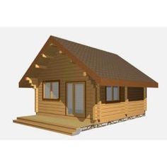 Hud-1 EZ Buildings 19 ft. 5 in. x 19 ft. 5 in. Multi Room Log Building Kit with Porch-Gustav J44A - The Home Depot Cabin Bunkhouse, Alaska Living, Cheap Cabins, Log Cabin Style, Tiny House Kits, Glamping Cabin, Roofing Shingles, Log Cabin Kits, Roof Shapes