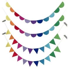 multicolored bunting flags with black and white stripes