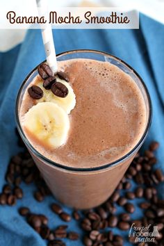 a banana and chocolate smoothie with coffee beans