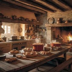 Russian Kitchen Design, Old English Manor Kitchen, Kitchen Fireplace Cooking, Fireplace In Kitchen Ideas, Medieval Kitchen Aesthetic, Fairytale Cottage Kitchen, Castle Kitchen Aesthetic, Kitchen Design Cozy, Cozy Kitchen Cottage