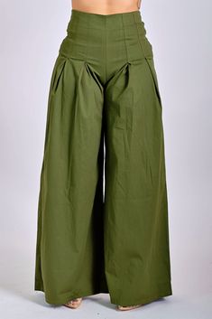 Go green. Green for these high right, wide-leg flare pants with front and back pleat detailing and zipper closure. These pants will flatter any body shape! Pair with a cute crop top and when everyone asks where you got these from, please send them our way! CONTENT & CARE Hand wash with cold water Hang to dry Do not bleach Cotton/Polyester DEETS & FIT Model is wearing a size Medium Fabric has some stretch Model profile: Stacy is 5'4" and measures 34 (bust) 28 (waist) and 40 (hips) Olive Wide-leg Pants For Spring, Olive Wide-leg Spring Pants, Solid Flare Cotton Pants, Olive Wide Leg Bottoms For Summer, Olive Wide Leg Summer Bottoms, Olive Wide Leg Pants For Spring, Casual Green Flare Pants, Fitted Olive Cotton Bottoms, Fitted Olive Pants For Spring