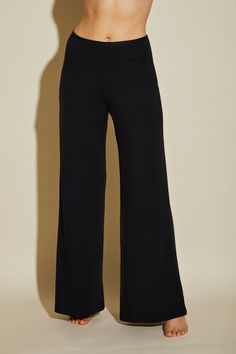 The easy flowy lounge pants you wish you could live in everyday. Comfy soft modal blend. Wide modal waistband that doesn't dig or squeeze. Wide leg full length pants. Delicate wash, lay flat to dry. Do not dry in dryer. | Cosabella - Women's Giulia Pant in Black | Size Large | Modal Petite Curvy, Full Length Pants, Wide Leg Lounge Pants, Silk Sleepwear, New Bra, Comfortable Bras, Lounge Pants, Black Pants, Casual Pants