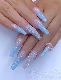 Drag Nails, Long Acrylic Nail Designs, Blue Acrylic Nails, Cute Acrylic Nail Designs, Long Acrylic Nails Coffin, Summer Acrylic Nails