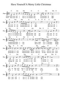 sheet music with the words have yourself merry little christmas