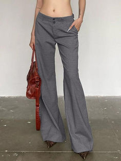 Versatile Gray Low Rise Tailored Pants - AnotherChill Tailored Pants, Low Waist, Low Rise, Trousers, Pants, Design