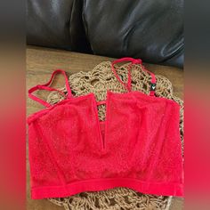 Nwt! Sexy, Red Strapless Or Adjustable Straps. V Style Front. Unlined. Side Zipper. Fun And Sexy And Lacey! Pink Convertible, V Style, Lace Halter Bralette, Halter Bralette, Nude Bra, Unlined Bra, Padded Sports Bra, Full Coverage Bra, Pink Bra