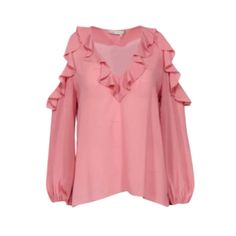 Nwt Alice + Olivia Gia Ruffle Top Blouse Shirt Womens Small Pink Long Sleeve New New With The Tags Women's Gia Ruffle Blouse / Shirt Alice + Olivia Size: Small Armpit To Armpit - 18" Length (Center Neck On Back To Bottom) - 23" V-Neck Dusty Rose Long Sleeve Pullover Style Relaxed Fit Cold Shoulder Detail Timeless & Versatile Brand New With The Tags, Women's Alice + Olivia Gia Ruffled Top In A Size Small. Solid Dusty Rose Color With A V-Neckline And Cold Shoulder Finish. Originally $395. Fast Sam Elegant V-neck Shirt For Brunch, V-neck Ruffled Blouse For Work, V-neck Ruffle Blouse For Work, V-neck Ruffles Blouse For Work, Spring Brunch Tops With Ruffled Collar, Spring Ruffled Collar Top For Brunch, Spring Brunch Blouse With Ruffled Collar, Feminine Ruffled Office Shirt, Spring Ruffled Collar Blouse For Brunch