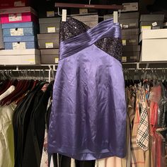 Never Worn, Strapless Dress By Arden B. There Is No Size Tag, But It Fits Like A Large. It’s Been In My Closet For Years So It’s Pretty Wrinkled, But Still In Great Condition. No Rips Or Odors But One Of The Hanger Straps Has Been Cut Off. Comes From An Animal-Loving, Smoke-Free Home. Lavender Strapless Party Dress, Strapless Lavender Party Dress, Elegant Purple Strapless Dress For Night Out, Purple Fitted Strapless Dress With Sweetheart Neckline, Purple Sleeveless Mini Dress For Evening, Lavender Strapless Mini Dress For Party, Elegant Purple Strapless Dress For Date Night, Purple Mini Length Strapless Dress For Cocktail, Lavender Strapless Evening Dress