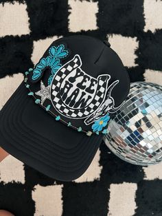 This custom made trucker patch hat is perfect for any occasion whether it be for spring/summer time, a lake hat, a gift for someone, or just a cute accessory to add a little spice to your outfit 🧢✨ DETAILS-  * This hat is one size with an adjustable SnapBack that is adjustable from 20in. - 23.5in. * The color of this hat is Black * The material of the hat is polyester with iron on patches  REFUNDS AND CANCELLATIONS- Every hat is handmade by me as a result, a slight variation can occur from the Sublimation Hat Patch Ideas, Trucker Hat With Patches, Hat With Patches, Iron Patches, Camo Trucker Hat, Hat Bar, Women Trucker, Custom Trucker Hats, Patch Hat