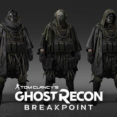 the ghost recon breakpoint character is shown in three different poses