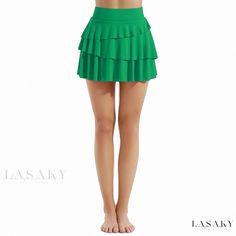 Lasaky - High-Waisted Pleated Yoga Skirt for Training, Tennis, and Fitness Green Stretch Skirted Bottoms, Green Fitted Tiered Skirt, Green High Waist Stretch Skort, Green High-waist Stretch Skort, High-waist Green Skirt For Beach, High-waist Green Skirt For The Beach, High Waist Green Skirt For Beach, High Waist Green Skirt For The Beach, Fitted Green Swim Skirt