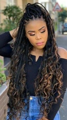 Crochet Braid Hairstyles, Braid Pictures, Box Braids Pictures, Black Ponytail, Natural Braided Hairstyles, Faux Locs Hairstyles, Blonde Braids