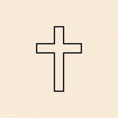 a black and white cross on a beige background