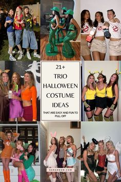 the collage shows many different costumes for halloween