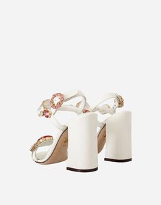 Elegant and modern, these Keira silver-tone sandals from Dolce & Gabbana are crystal embellished With slim buckle ankle straps, this open-toe pair features rose print across the footbed a stiletto heel for touch of femininity. Ankle Strap Sandals Heels, Embellished Sandals, Heels Sandals, Leather Logo, Ankle Strap Heels, Ankle Straps, Shoe Size Chart, Rose Print, Black Crystals