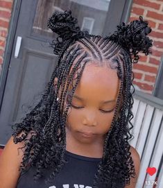 Fulani Braids On Little Kids, Easter Braided Hairstyles For Kids, Braided Hairstyles For 10 Years, Hairstyles For Back To School Black Kids, Kid Boho Braids, Back To School Braids Black Kids, Curly Braids For Kids, Cute Braided Hairstyles Black Hair Kids