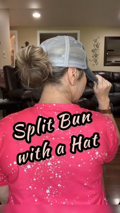 Short Hair Ball Cap, Cute Ball Cap Hairstyles, Low Bun With Hat, Hairstyles With Hats Ball Caps, Ponytail With Hat, Ball Cap Hair, Hairstyles With Baseball Hats, Ball Cap Hairstyles, Cute Hat Hairstyles