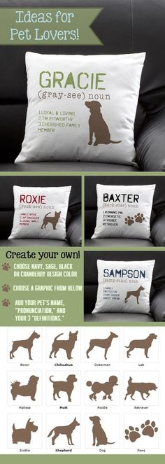 the dog pillow cover is shown in different colors