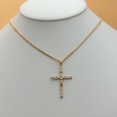 GOLD PLATED JEWELRY 18K Gold Plated Crucifix Crystal Cross Pendant & Chain Pendant Size: 1.9 in (Including hinge) Chain Size: 17.5 in Length Great for Father's Day, Mother's Day, Baptism, Confirmation, Wedding, Birthdays. Ideal para el Dia del Padres, Dia de las Madres, Bautismos, Confirmaciones, Bodas, Cumpleaños. We seek to do the best in our work, if there is any problem, please let us know to fix it ASAP. God bless you! U.S. Seller:  Shipping with tracking number. Crystal Cross, Jesus Cross, God Bless You, Jesus On The Cross, Chain Pendant, Gold Plated Jewelry, Chain Pendants, God Bless, Crystal Pendant