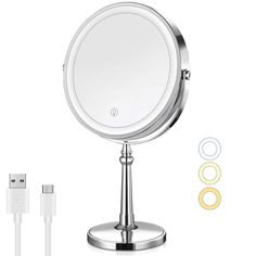 an image of a mirror and charger on a white background