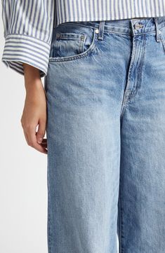 Breathable nonstretch denim means cool comfort in these office-casual jeans cut with relaxed wide legs. Zip fly with button closure Five-pocket style 100% cotton Dry clean Made in the USA Tiny Dancer, Office Casual, Wide Legs, Casual Jeans, Wide Leg Jeans, Leg Jeans, Dancer, Wide Leg, Dry Clean