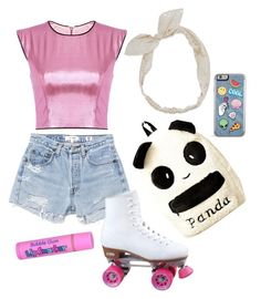 "PB Rollerskating outfit" by kgrace1801 on Polyvore featuring RE/DONE, Carole, adventuretime and PrincessBubblegum Rollerskates Outfits, Rollerskating Outfit, Roller Skating Outfit, Emoji Outfits, Skater Photoshoot, Emoji Clothes, Skating Outfit