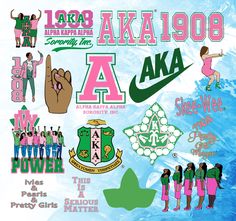 an advertisement for the akakaa girls'high school in pink, green and blue