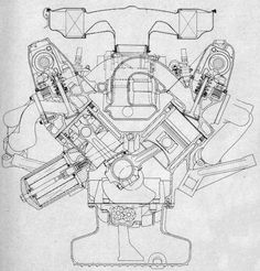 a drawing of a motorcycle engine