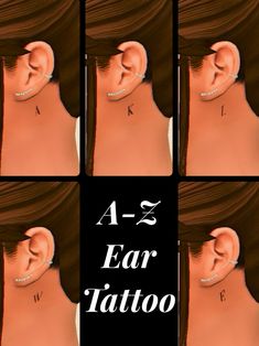 four different pictures of the same woman's ear