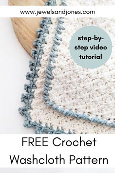 Two crochet washcloths with two different borders. Crochet Border For Dishcloth, Farmhouse Washcloth Crochet, How To Crochet A Washcloth, Crochet Borders For Dishcloths, Crochet Dishcloth Border, How To Crochet A Dishcloth, Simple Crochet Dishcloth Pattern Free, Crochet Farmhouse Dishcloth, Crochet Dish Cloths Free Patterns Easy