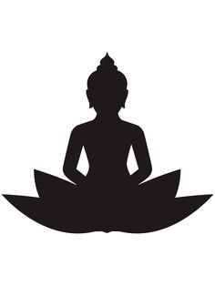 the silhouette of a person sitting in a lotus position