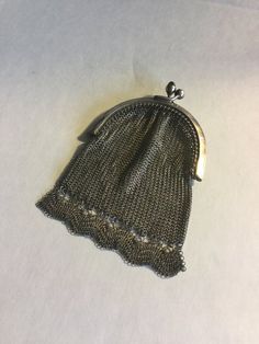 Antique German Silver Mesh Coin Purse with Saphire Clasp Elegant Silver Bag With Chainmail Detail, Elegant Silver Chainmail Bag, Vintage Spider, Beautiful Skirt, Chatelaine, German Silver, Beautiful Skirts, Coin Purses, Purse Pouch