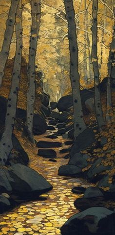 Sepia Landscape Painting, Nature Art Print, Landscape Value Study, Forest Landscape Illustration, Fall Landscape Illustration, Autumn Painting Wallpaper, Autumn Forest Drawing, Landscape Images Photography, Forest Path Illustration