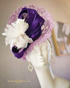 Purple Headpieces For Races, Lavender Headpieces For Royal Ascot Races, Fitted Purple Costume Hat With Short Brim, Purple Top Hat For Kentucky Derby, Elegant Lavender Fascinator For Spring, Purple Mini Hat With Curved Brim For Kentucky Derby, Purple Curved Brim Mini Hat For Kentucky Derby, Purple Formal Headpiece For Kentucky Derby, Purple Headpiece For Evening At Royal Ascot