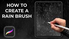 a hand holding a white pen and writing on a black background with the words how to create a rain brush