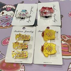 Brand New; Never Used 5 Pompompurin Hair Clips 1 My Melody Hair Clip 1 Cinnamoroll Hair Clip Sanrio Yellow, Sanrio Accessories, Sanrio Characters, My Melody, Pink Yellow, Hair Clip, Dream Closet, Hair Clips, Hair Accessories