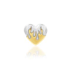 All fired up with lust, and who wouldn’t! This solid 14k gold heart end with a flash of 14k Rose gold flames and a touch of engraving. Perfectly too hot to handle! This threadless decorative end is available in 14 karat Yellow Gold, White Gold and Rose Gold options. Sold in singles. Front Size: 6.2mm x 6mm. Metal: Solid 14k gold. Fit: All of our stud earrings are designed to fit into a flat back threadless post sold separately.  It can be used universally in 18g, 16g, or 14g piercings. Flat back Heart With Flames, Too Hot To Handle, Pearl Color, Gold Heart, Ear Jewelry, Heart Of Gold