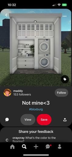 the app is showing an image of a refrigerator with its doors open and two washing machines in it