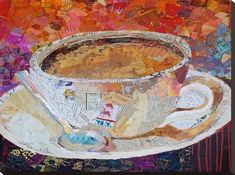 a painting of a coffee cup on a saucer