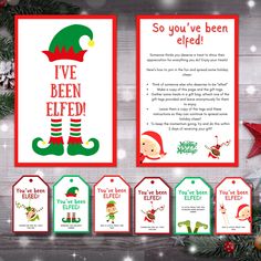 christmas elf gift tags with the words i've been elfed