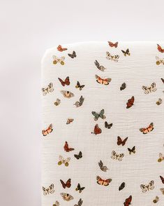 there are many butterflies on the white sheet