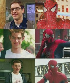 the many faces of spider - man in different scenes from the movie, which is being shown