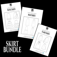 three skirts with ruffles on them and the text, skirt bundle