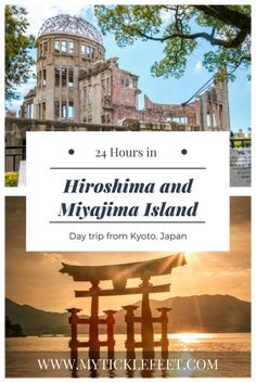 hiroshima and miyagina island in japan with text overlay