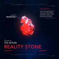 the poster for reality stone is shown with information about its location and features on it