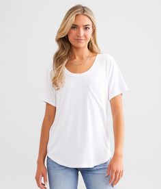 White Crow Anna Soft Pocket T-Shirt - White X-Large, Women's White Raw edge t-shirt Bust measures 38 on size small Body length 25 on size small. 90% Rayon 10% Spandex. Machine wash cold. Wash with like colors. Gentle cycle. Do not bleach. Lay flat to dry. Warm iron if needed. Apparel & Accessories > Clothing > Shirts & Tops White Scoop Neck Top For Everyday, White Scoop Neck Short Sleeve Top, White Relaxed Fit Short Sleeve Top With Scoop Neck, Basic White Scoop Neck Short Sleeve Top, Cheap White Women's T-shirt, White T-shirt With Side Pockets For Everyday, Basic White Ring-spun Cotton T-shirt, White T-shirt With Pockets In Relaxed Fit, White Relaxed Fit T-shirt With Pockets