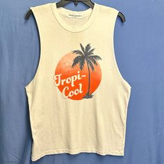 Nwt Project Social-T Soft 100% Cotton Relaxed Fit Crew Neckline Muscle Tank Silhouette Palm Tree With, “Tropical-Cool” Length Front: 22.5” Length Back: 24.5” White Cotton Muscle Tee With Letter Print, White Cotton Muscle Tee With Graphic Print, White Relaxed Fit Muscle Tee For Summer, White Letter Print Muscle Tank Tee, White Tank Tee With Letter Print, White Cotton Graphic Muscle Tee, White Muscle Tee With Letter Print, White Relaxed Fit Crew Neck Tank Top, White Graphic Tee Tank Top With Crew Neck